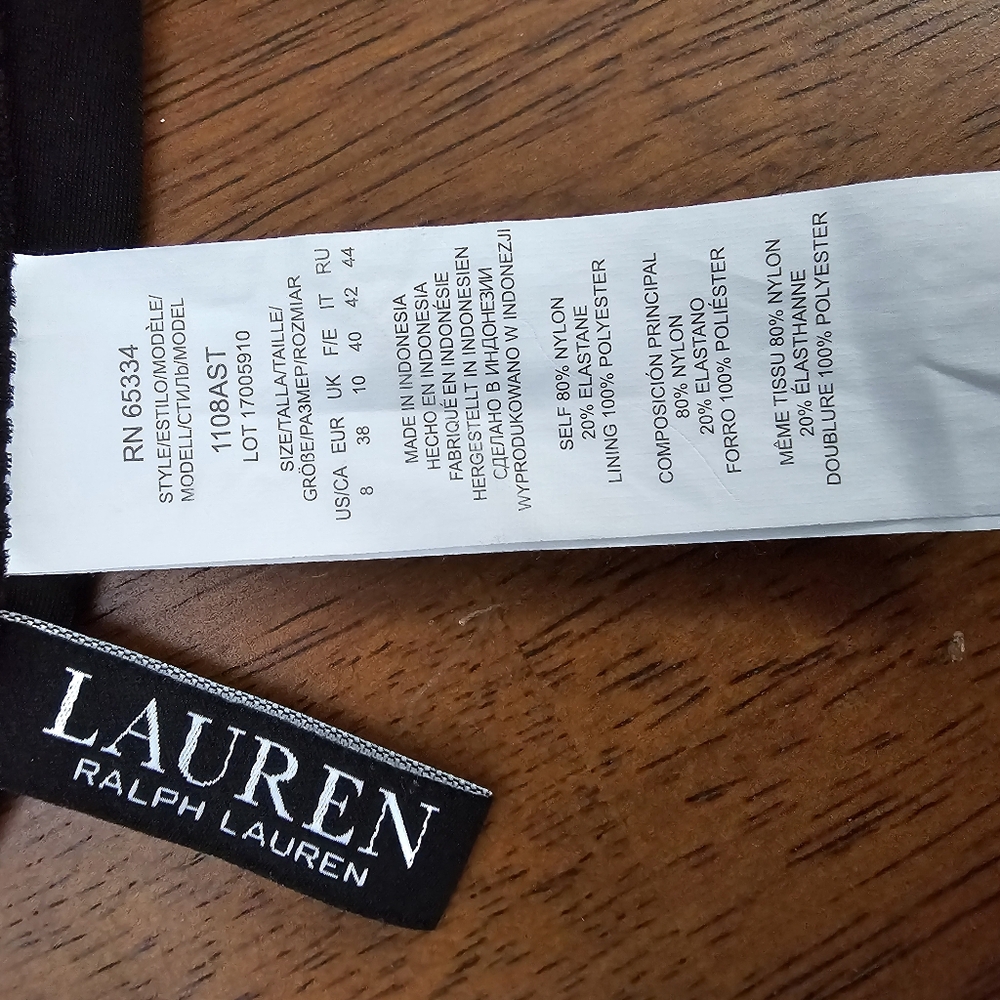 Ralph Lauren Black One-piece Swimsuit Size 8 - Picture 3 of 4